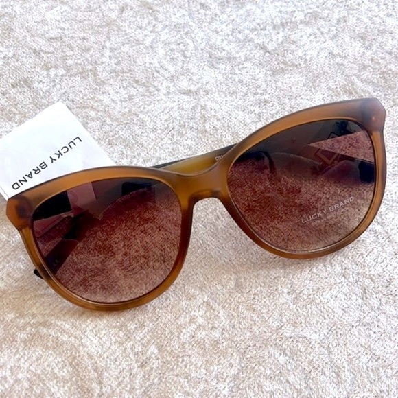 Brand New Lucky Brand Matte Brown Tortoise Round Cat Eye Sunglasses - Picture 15 of 15